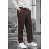 COMBİNE MİCHAİL Erkek Çift Pileli Salaş Kahve Baggy Pantolon
