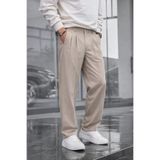 COMBİNE MİCHAİL Erkek Çift Pileli Salaş Krem Baggy Pantolon