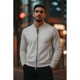 COMBİNE MİCHAİL Erkek Fermuarlı Basic Gri Kolej Ceket