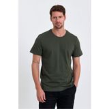 COMBİNE MİCHAİL Erkek Haki %100 Pamuk Slim Fit Bisiklet Yaka Basic Tişört
