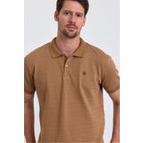 COMBİNE MİCHAİL Erkek Karamel %100 Pamuk Raporlu Polo Yaka T-shirt