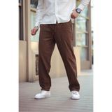 COMBİNE MİCHAİL Erkek Keten Bol Kesim Pantolon KAHVERENGİ