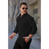 COMBİNE MİCHAİL Erkek Keten Görünüm Siyah Bol Müslin Gömlek