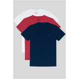 COMBİNE MİCHAİL Erkek Kırmızı-lacı-hakı Slim Fit Bisiklet Yaka 3-lü %100 Pamuk Tişört Paketi