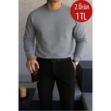 COMBİNE MİCHAİL Erkek Kışlık Salaş Basic Gri Sweatshirt