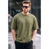 COMBİNE MİCHAİL Erkek Premium Basic Trend Haki Oversize Tişört