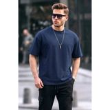 COMBİNE MİCHAİL Erkek Premium Basic Trend Lacivert Oversize Tişört