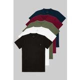 COMBİNE MİCHAİL Erkek Siyah Beyaz Haki Bordo Lacivert %100 Pamuklu Bisiklet Yaka 5 Li T-shirt Paketi