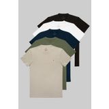 COMBİNE MİCHAİL Erkek Siyah Beyaz Haki Gri Lacivert %100 Pamuklu 5 Li T-shirt Paketi