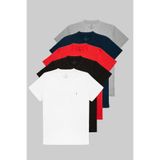 COMBİNE MİCHAİL Erkek Siyah Beyaz Kırmızı Lacivert Gri %100 Pamuklu 5 Li T-shirt Paketi