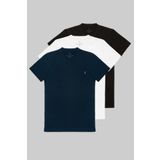 COMBİNE MİCHAİL Erkek Siyah Beyaz Lacivert %100 Pamuk 3 Lü T-shirt Paketi