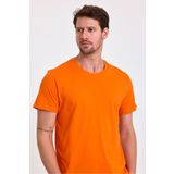 COMBİNE MİCHAİL Erkek Slim Fit %100 Pamuk Bisiklet Yaka Basic Tişört TURUNCU