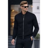 COMBİNE MİCHAİL Erkek Tam Fermuarlı Salaş Siyah Sweatshirt