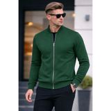 COMBİNE MİCHAİL Erkek Tam Fermuarlı Salaş Yeşil Sweatshirt
