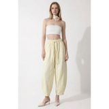 COMBİNE MİCHAİL Kadın Basic Soft Ekru Şalvar Pantolon