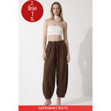 COMBİNE MİCHAİL Kadın Basic Soft Kahve Şalvar Pantolon