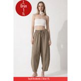 COMBİNE MİCHAİL Kadın Basic Soft Vizon Şalvar Pantolon