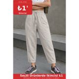 COMBİNE MİCHAİL Kadın Beli Lastikli Gri Şalvar Pantolon