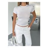 COMBİNE MİCHAİL Kadın Beyaz Bisiklet Yaka Body T-shirt