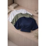 COMBİNE MİCHAİL Kadın Bisiklet Yaka Basic 3 Lü Crop Bluz