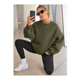 COMBİNE MİCHAİL Kadın Bisiklet Yaka Basic Oversize Sweatshirt HAKİ