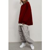 COMBİNE MİCHAİL Kadın Bisiklet Yaka İçi Şardonlu, Kışlık Yumuşak Bol Sweatshirt BORDO