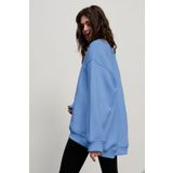 COMBİNE MİCHAİL Kadın Bisiklet Yaka İçi Şardonlu, Kışlık Yumuşak Bol Sweatshirt MAVİ