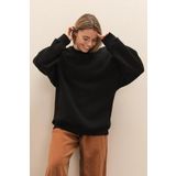 COMBİNE MİCHAİL Kadın Bisiklet Yaka İçi Şardonlu, Kışlık Yumuşak Bol Sweatshirt SİYAH