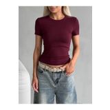 COMBİNE MİCHAİL Kadın Body Yazlık Tişört Bordo