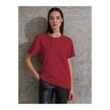 COMBİNE MİCHAİL Kadın Bordo %100 Pamuk Bisiklet Yaka Basic T-shirt