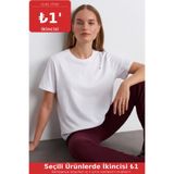 COMBİNE MİCHAİL Kadın Comfort Fit Basic Beyaz Bol Tişört