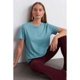 COMBİNE MİCHAİL Kadın Comfort Fit Basic Çağla Bol Tişört