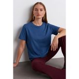 COMBİNE MİCHAİL Kadın Comfort Fit Basic İndigo Bol Tişört