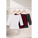 COMBİNE MİCHAİL Kadın Günlük Slim Basic 3 Lü Bluz