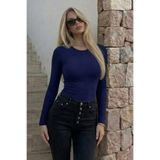 COMBİNE MİCHAİL Kadın Premium Casual Lacivert Dar Bluz