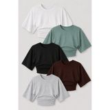 COMBİNE MİCHAİL Kadın Trend Yazlık Şık 5 Li Crop Bluz