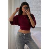 COMBİNE MİCHAİL Kadın Vücuda Oturan Geniş Kol Bordo Bluz