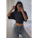 COMBİNE MİCHAİL Kadın Vücuda Oturan Geniş Kol Füme Bluz