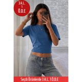 COMBİNE MİCHAİL Kadın Vücuda Oturan Geniş Kol İndigo Bluz