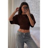 COMBİNE MİCHAİL Kadın Vücuda Oturan Geniş Kol Kahve Bluz
