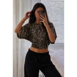 COMBİNE MİCHAİL Kadın Vücuda Oturan Geniş Kol Leopar Bluz