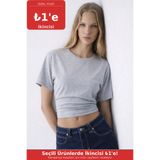COMBİNE MİCHAİL Kadın Yarasa Kollu Basic Dar Gri Bluz