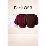 COMBİNE MİCHAİL Kadın Yarasa Kollu Yazlık 3 Lü Crop Bluz