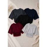 COMBİNE MİCHAİL Kadın Yarasa Kollu Yazlık 5 Li Crop Bluz