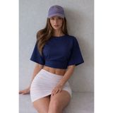 COMBİNE MİCHAİL Kadın Yarasa Kollu Yazlık Lacivert Crop Bluz