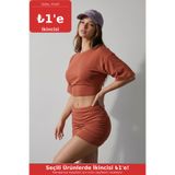 COMBİNE MİCHAİL Kadın Yarasa Kollu Yazlık Pudra Crop Bluz