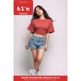 COMBİNE MİCHAİL Kadın Yazlık Kısa Kollu Pudra Crop Bluz