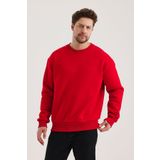 COMBİNE MİCHAİL Kırmızı Bisiklet Yaka Oversize Şardonlu Basic Erkek Sweatshirt