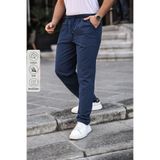 COMBİNE MİCHAİL Lacivert Renk Erkek Yazlık Keten Karışımı Relaxed Pantolon - LACİVERT