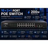 Combo 16+2+1 Sfp Poe Switch 10/100/1000MBPS 200W Gigabit
